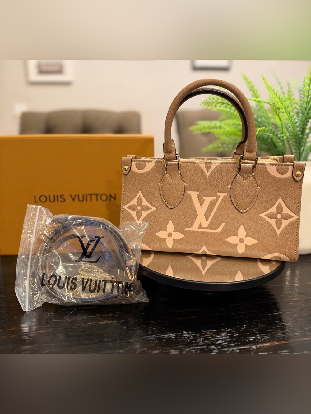 Louis Vuitton Tan & Cream Monogram Satchel